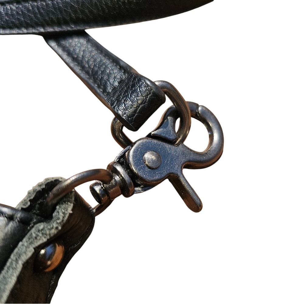 Black and Blue Embellished Studded Western Women's Crossbody Leather Bag Details - Picture 9 of 14
